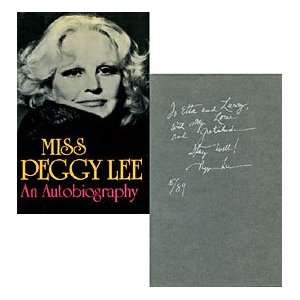  Peggy Lee Autographed / Signed Miss Peggy Lee Book 