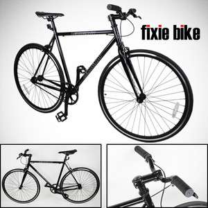 54cm Black Fixed Gear Bike Single Speed Riser Bar Fixie Road Bike 