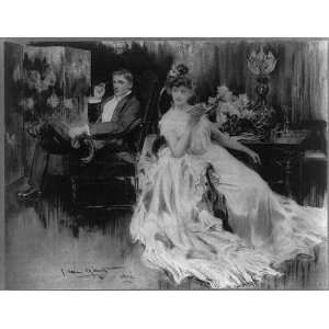  Man,Woman,in parlor,by Thomas Campion,c1903,courtship,love 