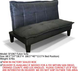 New Black Microfiber Futon Sofa Bed Day Bed Office Chair / Bench 