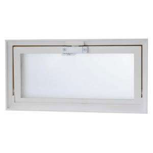 Hopper Vent Window, 16 in. x 8 in. White with Screen and Dual Glass 
