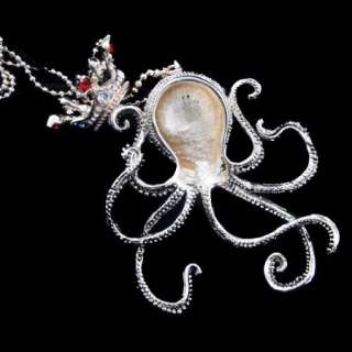Swarovski Crystal 3.15 Octopus Crown Pendant Necklace  