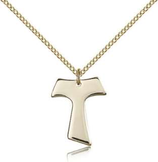   Gold Filled Tau Cross Pendant on Chain Necklace in Velvet Gift Box