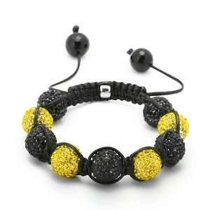  Black and Yellow Jabari Disco Ball Bead Bracelet: Jewelry