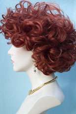Dramatic Red Medium Length Wavy Curly Wigs  