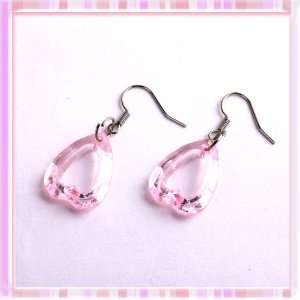   Pink Plastic Hollow Heart Shape Earrings Pin 1 Pair P1196 Beauty