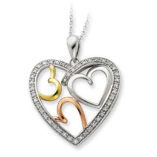 Silver Rose Gold plated Love 18in Heart Necklace  