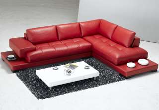 Large Contemporary Red Sectional Leather Sofa Couch Modern by Tosh 