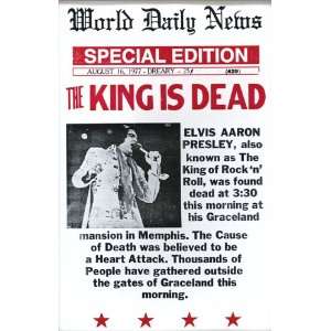 Elvis Presley The King Is Dead Headline 14 X 22 Vintage Style 
