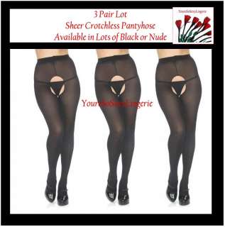 LOT SeXy SHEER CROTCHLESS PANTYHOSE Nylons Stockings  