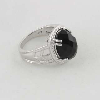   Sterling Silver 925 Solitaire Big Black Onyx Stone Ring size 7  
