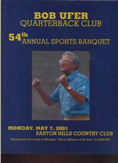 2001 Michigan Sports Banquet program Bob Ufer MBX8  