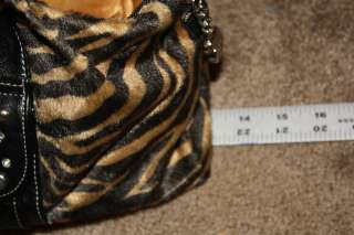 Kathy Van Zeeland Tiger Tote purse bag studded black zebra animal 
