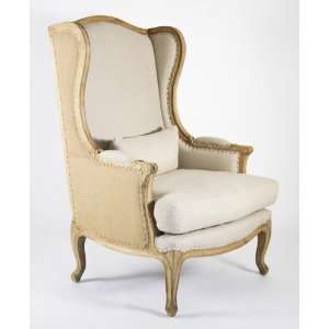 Leon French Country High Back Linen Wing Chair