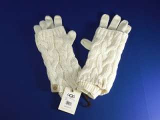 Ugg Off White Cable Knit Convertible Gloves New  
