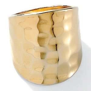   Jewelry 14k Gold Plated Hammered Style Cigar Band Ring: Jewelry