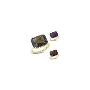 ZALES Octagon Cut Gemstone Rope Ring in 10K Gold (Stone Option) multi