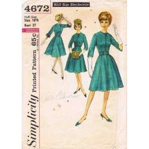  4672 Sewing Pattern Misses Slenderette Dress Muff Pill Box Hat 