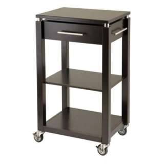 New Linea Wooden Rolling Kitchen Cart   Espresso  