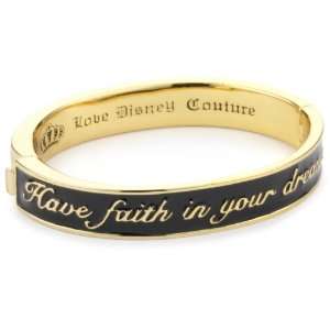   Cinderella Gold Plated Hinged Bangle Bracelet With Quote Jewelry