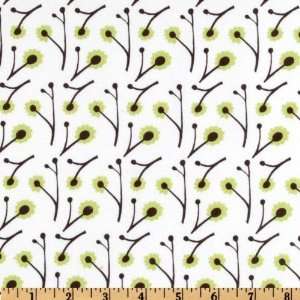  44 Wide Milly Small Floral White/Lime/Black Fabric By 