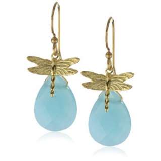 Privileged NYC Cloud Blue Stone Dragonfly Charm Earrings 0.5 
