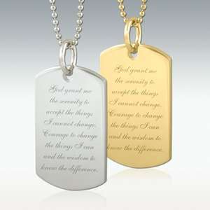 God Grant Me Dog Tag Engraved Pendant Silver or Gold   Free Shipping