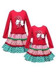 Rare Editions GIRLS 4 16 RED KNIT RUFFLE CANDY CANE TIERED DROP WAIST 