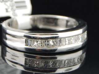 MENS PRINCESS / BAGUETTE CUT DIAMOND WEDDING BAND RING  