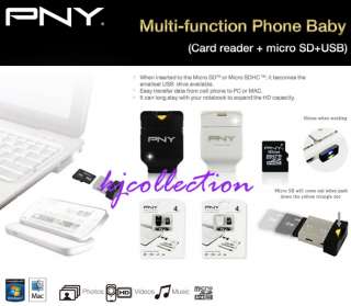 PNY 4GB Micro SDHC TF Card +USB Reader Phone Baby Black  