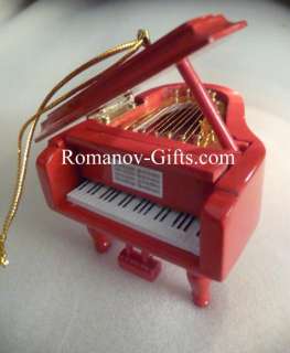 Christmas Musical Instruments Red Piano & Brass Trumpet  