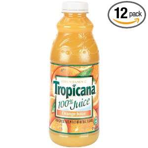 Tropicana Reconstituted Orange Juice, 32 Ounce Bottles (Pack of 12 