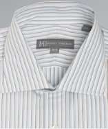 Hickey Freeman blue shadow stripe cotton spread collar dress shirt 