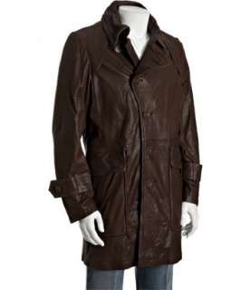 Mackage brown lamb leather Dean button front coat   up to 70 