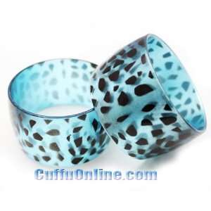  HOTLOVE Fashion Accessory   Stylish Wide Bracelet Blue Leopard 