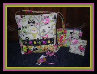SITTIN IN A TREE OWLS CROSS BODY HIPSTER PURSE SET + cosmetic case 