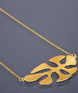 Wendy Mink gold abstract leaf pendant necklace  