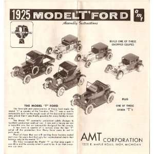 Inst Sheet 1925 Model T Ford AMT  Books