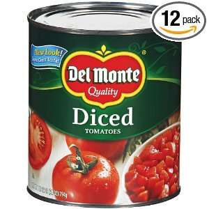 Del Monte Diced Tomatoes, 28 Ounce (Pack of 12):  Grocery 