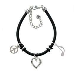  Eighth Music Note   Black Peace Love Charm Bracelet [Jewelry] Jewelry