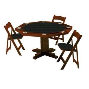 Kestell 57 Pedestal Base Ranch Oak Poker Table with Black Vinyl 