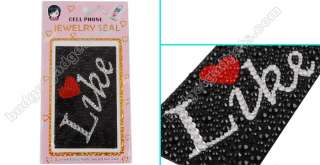 Rhinestone Bling Jewelry Sticker for Cell Phone iPhone 4th 4S Black 