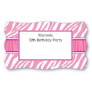  Pink Zebra   Set of 8 Personalized Birthday Party Name Tag 
