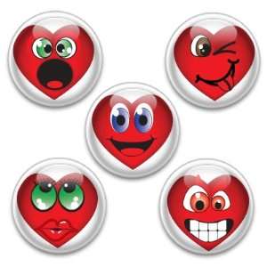    Decorative Push Pins 5 Big Smiley Face Hearts: Office Products