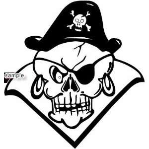  CAPTAIN PIRATE HAT WITH EARRINGS SKULL WHITE VINYL DECAL 