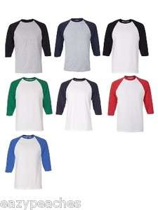   Anvil 3/4 Sleeve Raglan Baseball Jersey T Shirt Team Sport Tee  