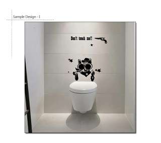 SHOOTING CAT Funny Toilet Decor Sticker Decal Removable  
