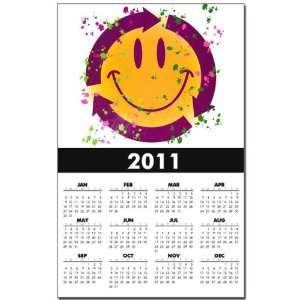 Calendar Print w Current Year Recycle Symbol Smiley Face