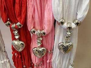 Jewelry Jeweled Pendant Lightweight Scarf Valentine Red Pink White 