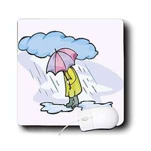   Humor   Cartoon Man n Umbrella In Rain   Mouse Pads: Electronics